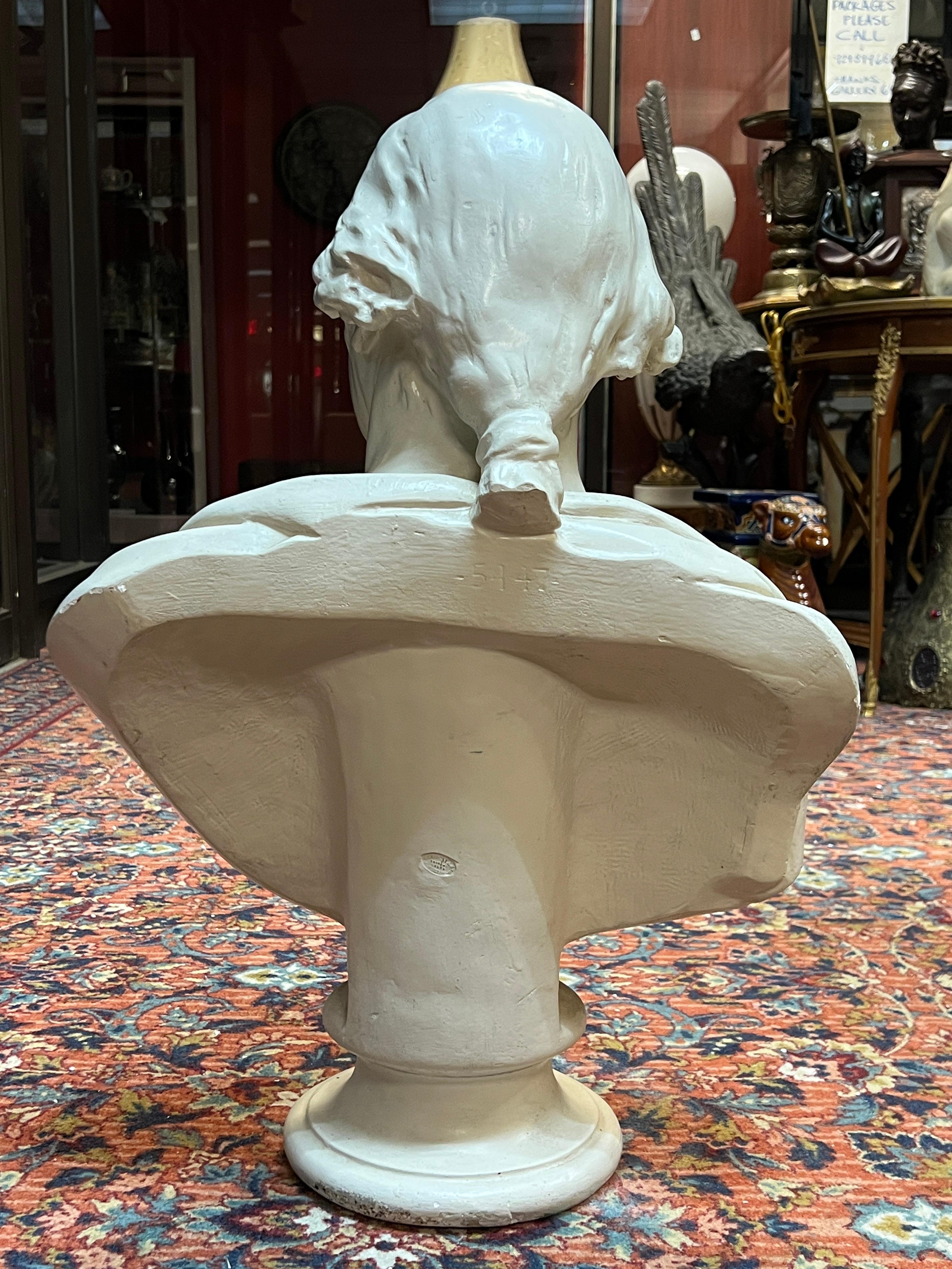 Antique George Washington Plaster Bust After Jean Antoine Houdon For Sale 1