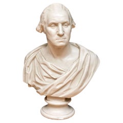 Antique George Washington Plaster Bust After Jean Antoine Houdon