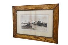 Antique George William Bohde Old England Home Landscape Etching 35"