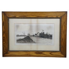 Antique George William Bohde Old England Home Landscape Etching 35"