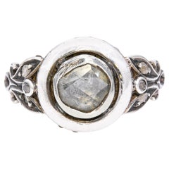 Antique Georgian 10k Rose Gold and Silver Topped Foil Back Rose Cut Diamond Ring