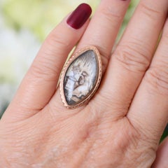 Antique Georgian 12ct Rose Gold Sepia Mourning Ring 1785