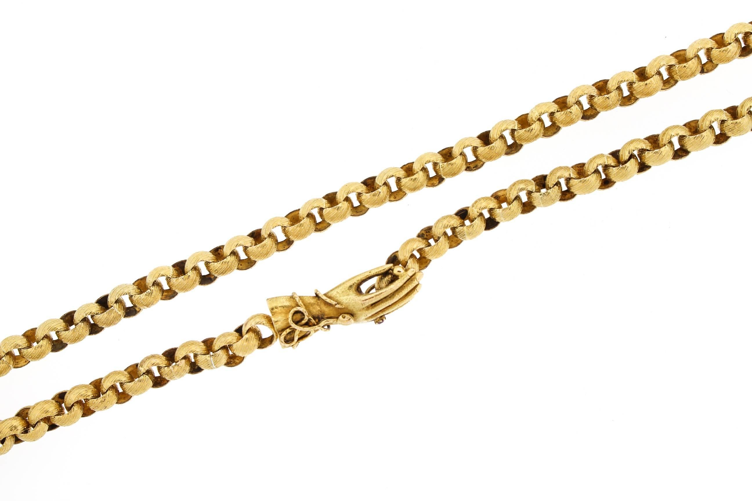 Antique Georgian 14 Karat Gold Long Muff Chain Necklace 1