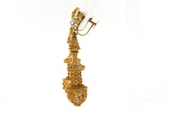 Antique Georgian 14 Karat Yellow Gold Cannetille Long Pendant Earrings