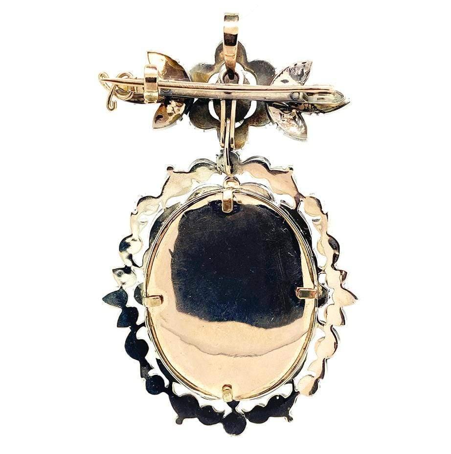 Antica spilla georgiana con diamante da 1,5 carati con ritratto della Vergine Maria e di Gesù in vendita 4