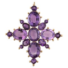 Antique Georgian 15 Kt Gold Amethyst Star or Snowflake Pendant