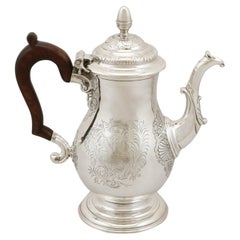 Antique Georgian 1740s Newcastle Sterling Silver Coffee Pot
