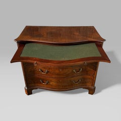 Antique Georgian 1760 Mahogany Serpentine Chest of Drawers Writing Brush & Slide