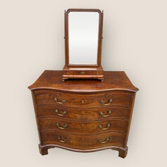 Antique Georgian 1790 Mahogany & Gilt Dressing Table Mirror with Brass Handles