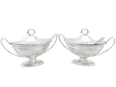 Soupières et louches à sauce anciennes géorgiennes en argent sterling des années 1790