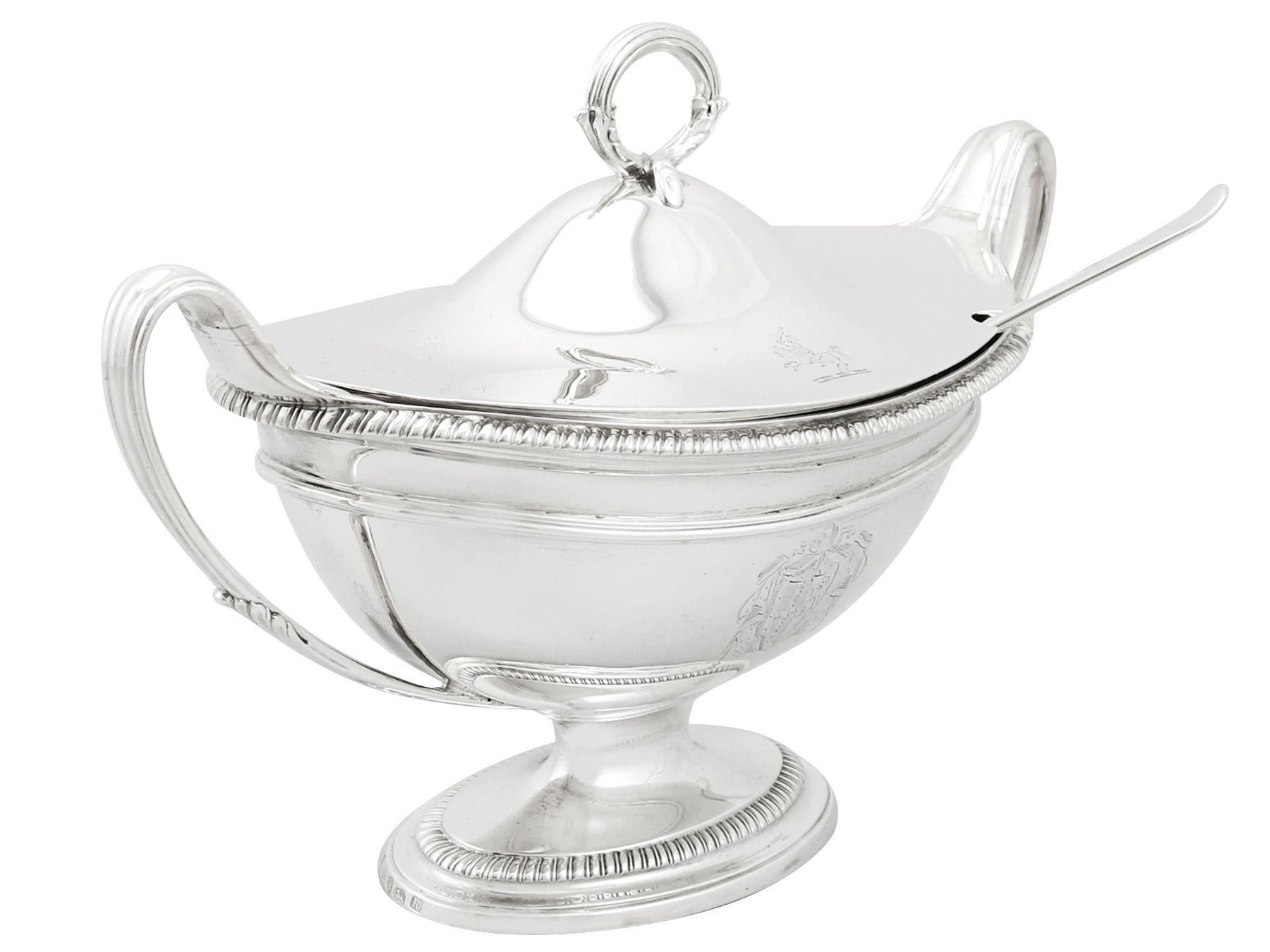 Late 18th Century Antique Georgian 1790s Sterling Silver Sauce Tureens with Ladles For Sale