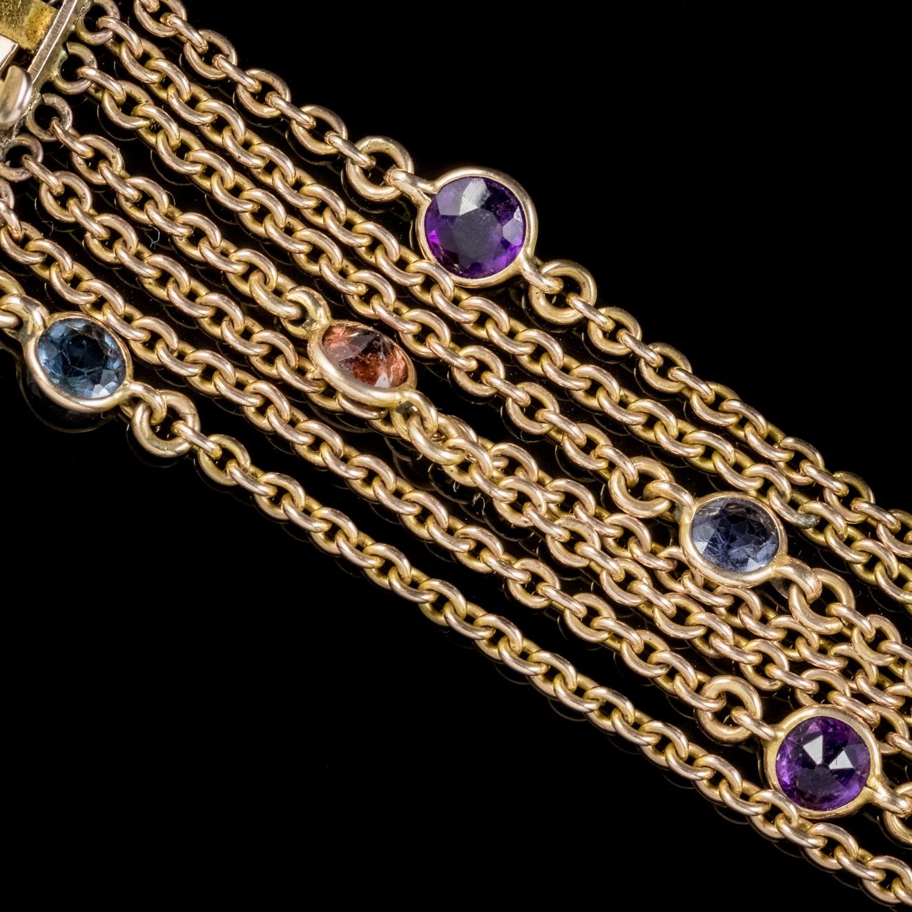 Antique Georgian 18 Carat Gold Gemstone Garland Bracelet, circa 1800 1