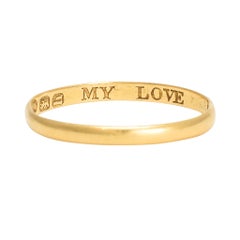 Antique Georgian 18 Karat Gold Posy Ring "MY LOVE IS TRUE"