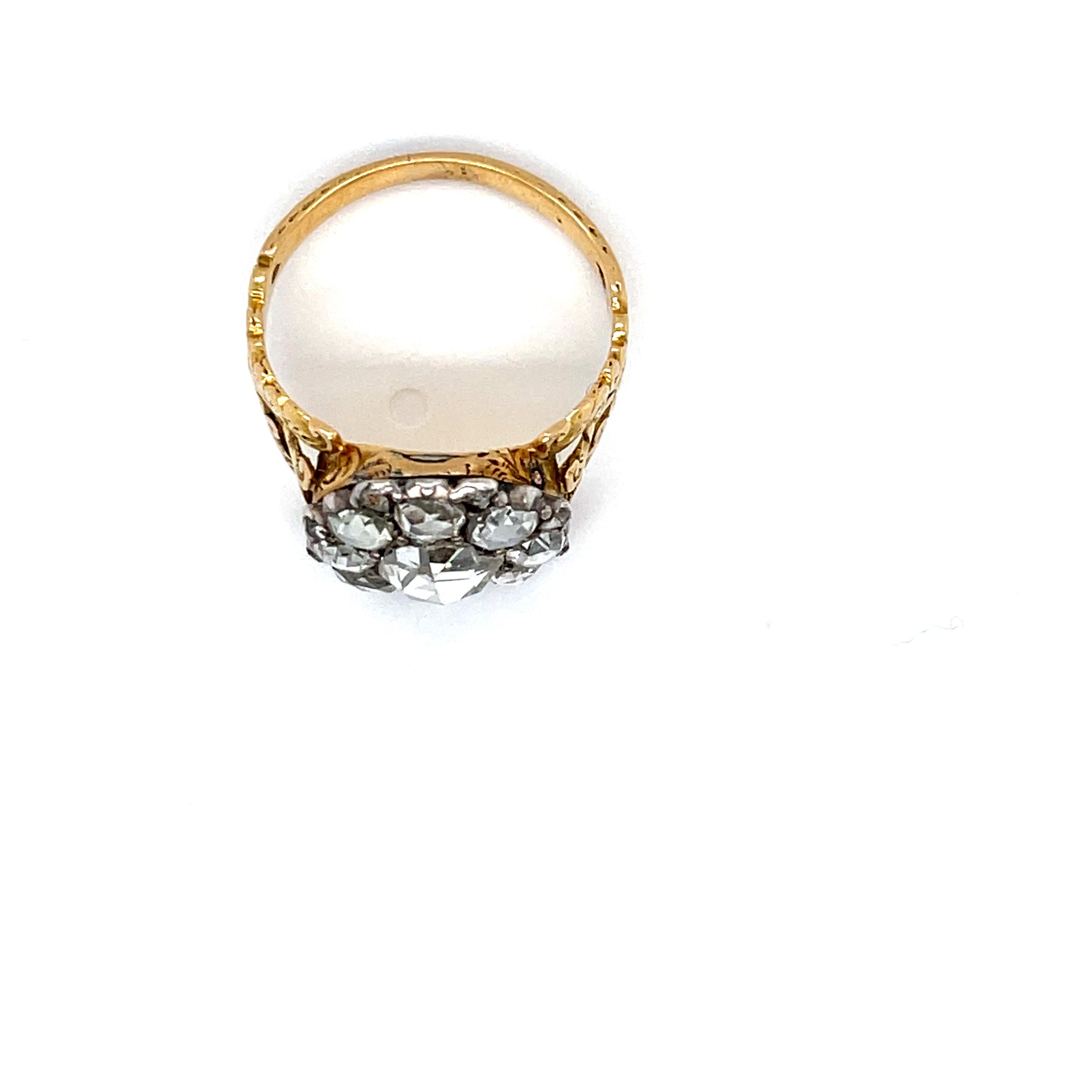Women's or Men's Antique Georgian 18 Karat Gold Rosecut Diamond Cluster Ring