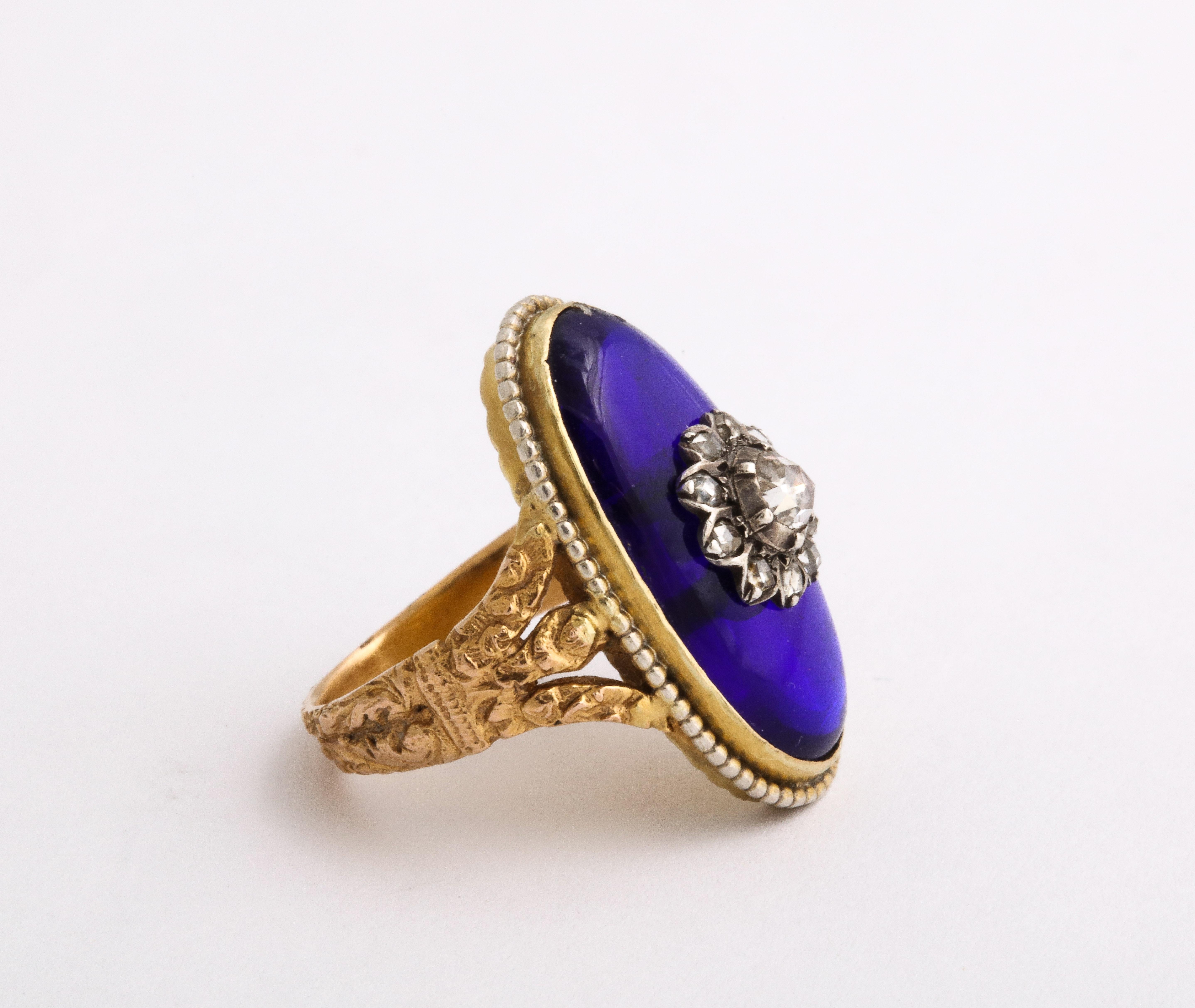 Taille rose Bague ancienne géorgienne 18 Kt et Sterling Baque Au Firmament en vente