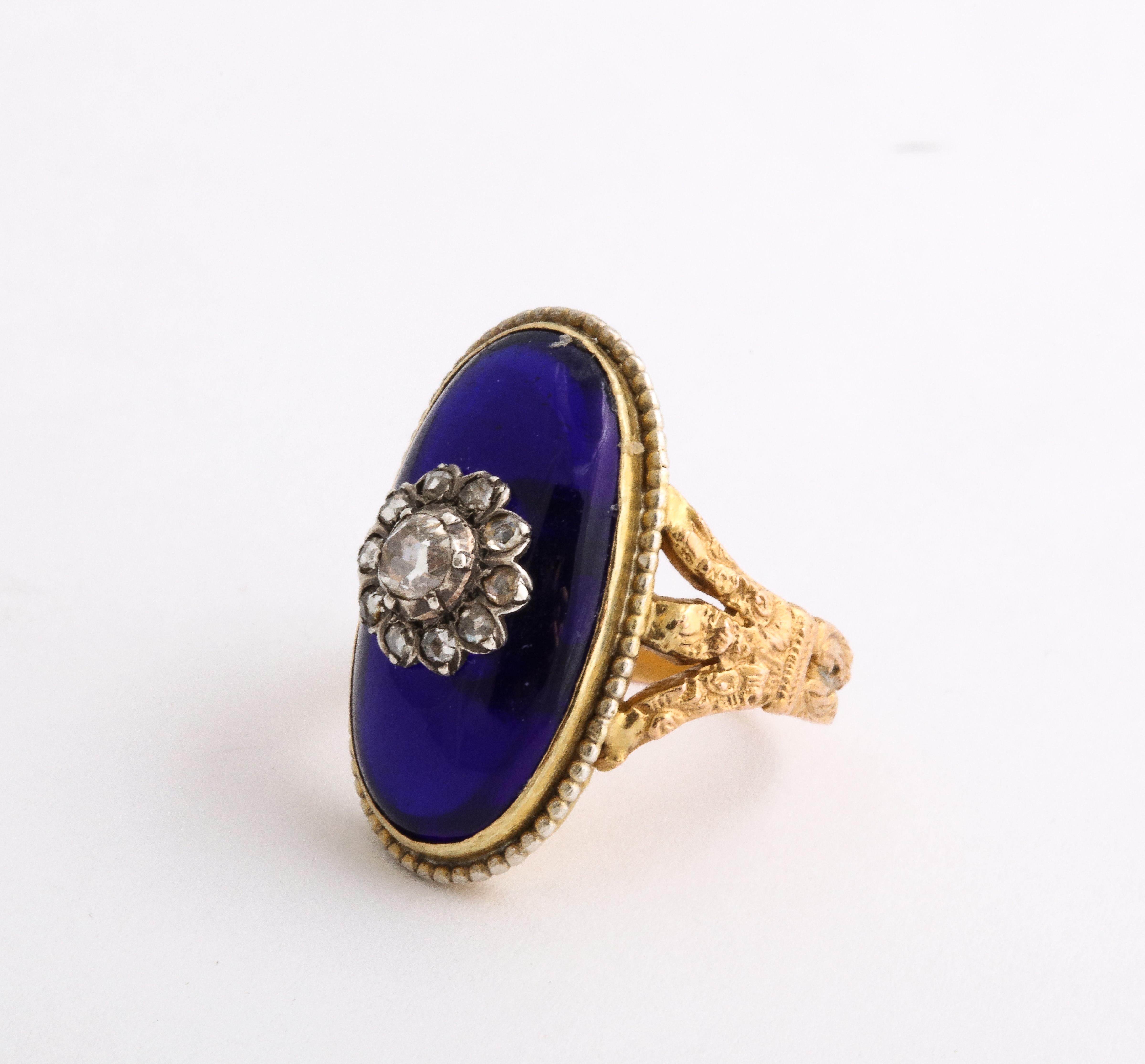 Bague ancienne géorgienne 18 Kt et Sterling Baque Au Firmament Excellent état - En vente à Stamford, CT