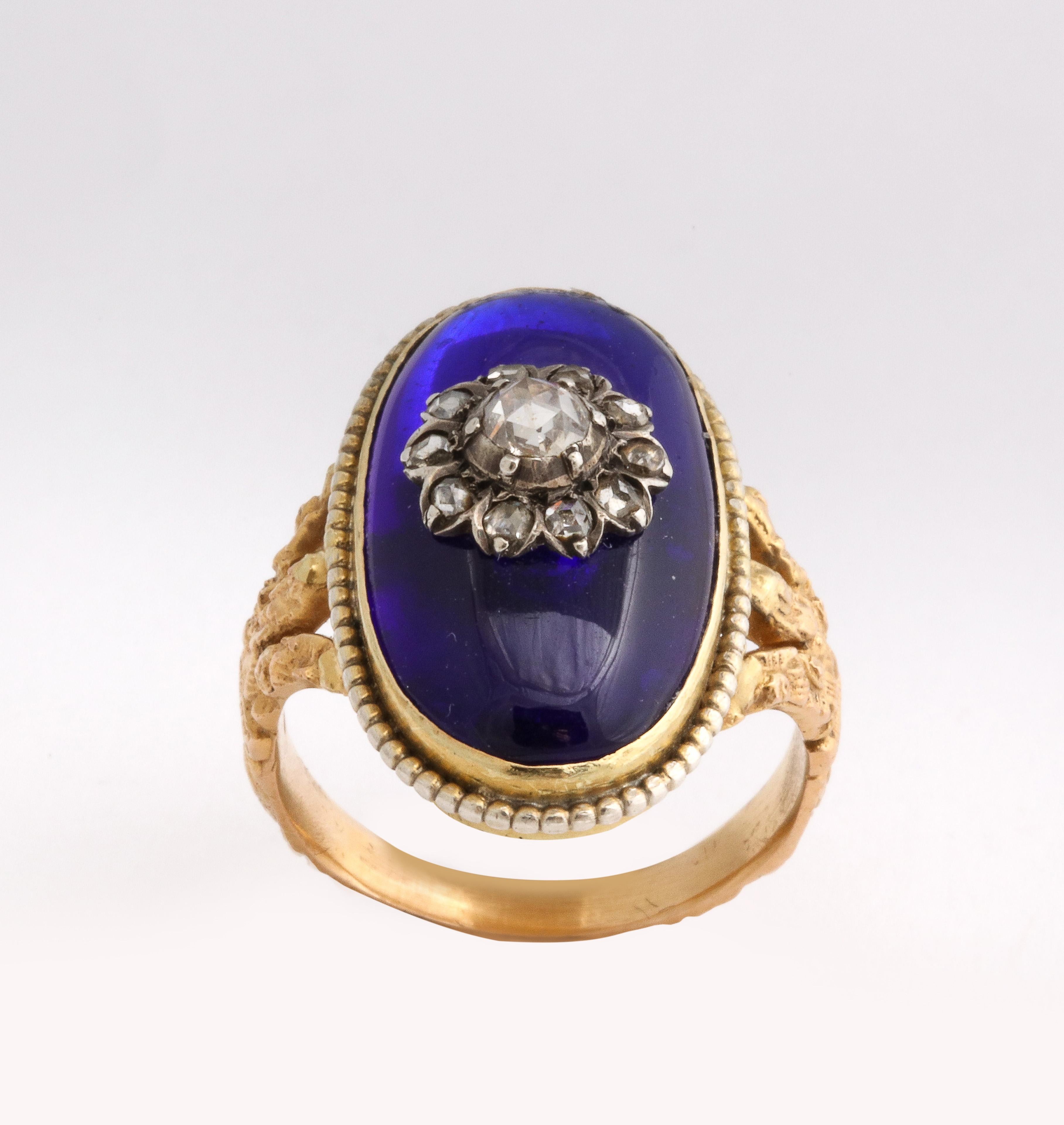 George III Antique Georgian 18 Kt and Sterling Baque Au Firmament Ring For Sale