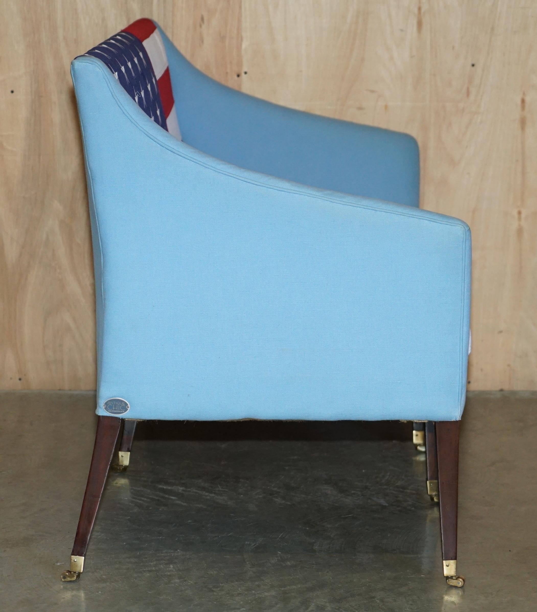 ANTIQUE GEORGIAN 1820 SOFA UPHOLSTERED WiTH AMERICAN FLAG STARS & STRIPES USA For Sale 3