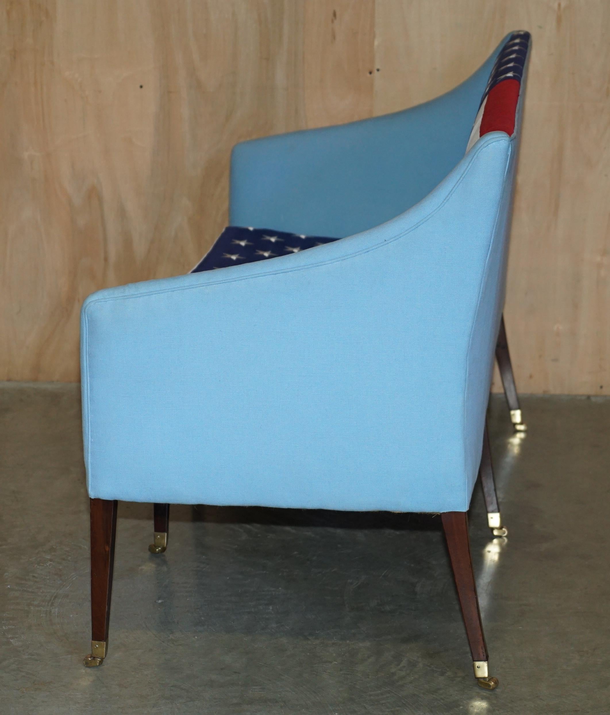 ANTIQUE GEORGIAN 1820 SOFA UPHOLSTERED WiTH AMERICAN FLAG STARS & STRIPES USA For Sale 9