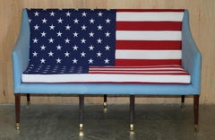 ANTIQUE GEORGIAN 1820 SOFA UPHOLSTERED WiTH AMERICAN FLAG STARS & STRIPES USA