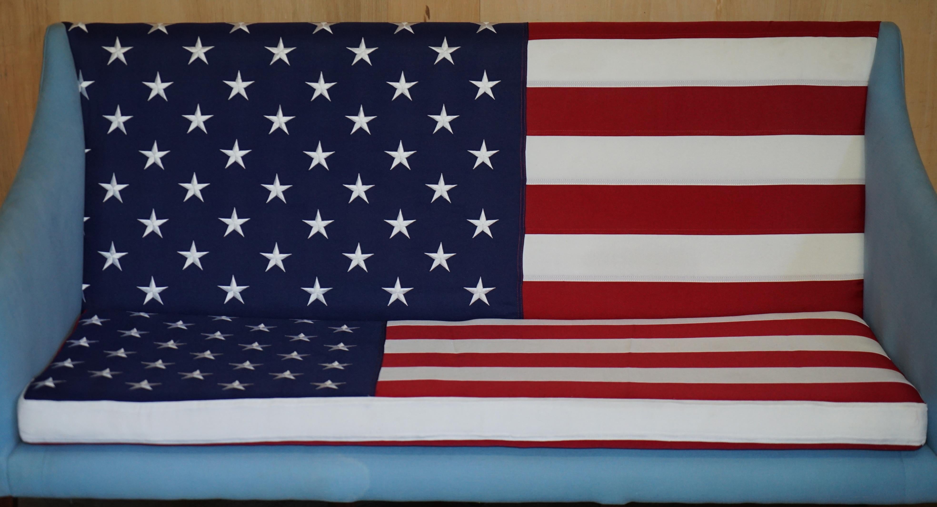 Georgian ANTIQUE GEORGIAN 1820 SOFA UPHOLSTERED WiTH AMERICAN FLAG STARS & STRIPES USA For Sale