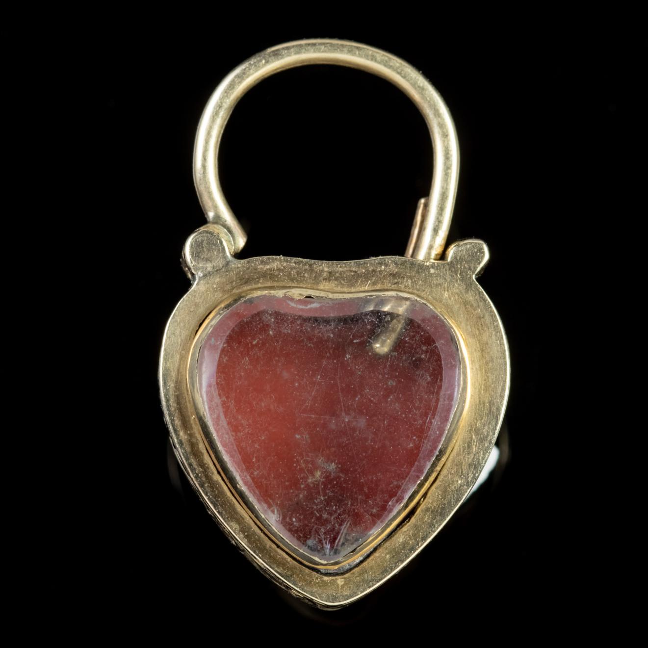 Antique Georgian 18 Carat Gold, circa 1830 Coral Heart Charm Bracelet For Sale 1