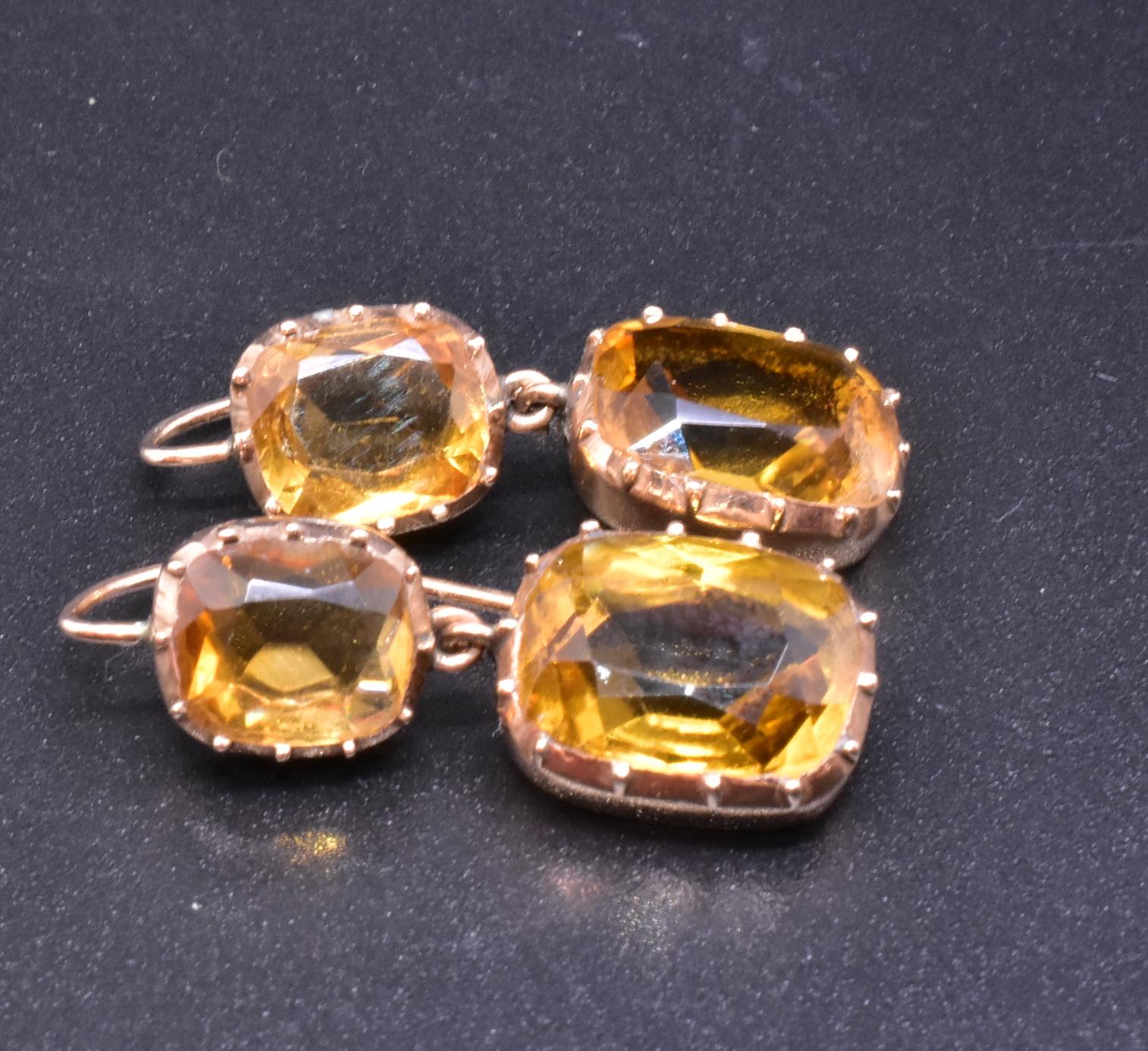 Antique Georgian 18 Karat and Citrine Riviere and Earrings Demi-Parure 3