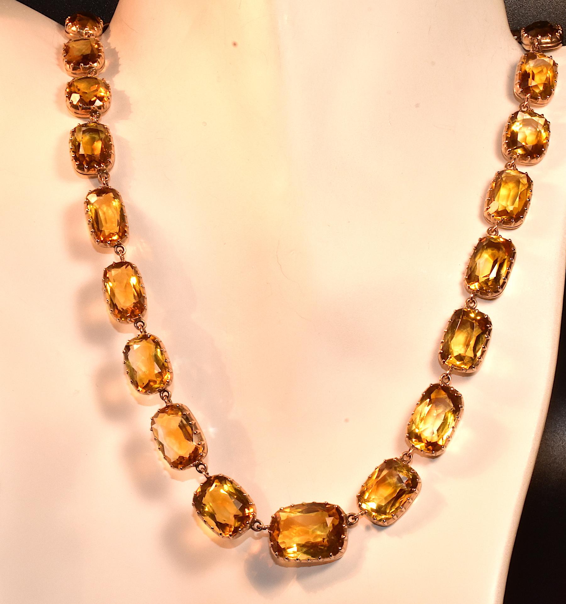 Antique Georgian 18 Karat and Citrine Riviere and Earrings Demi-Parure 6