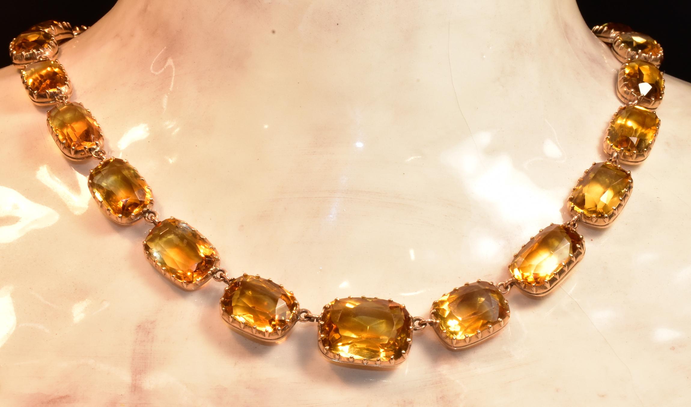 Antique Georgian 18 Karat and Citrine Riviere and Earrings Demi-Parure 7