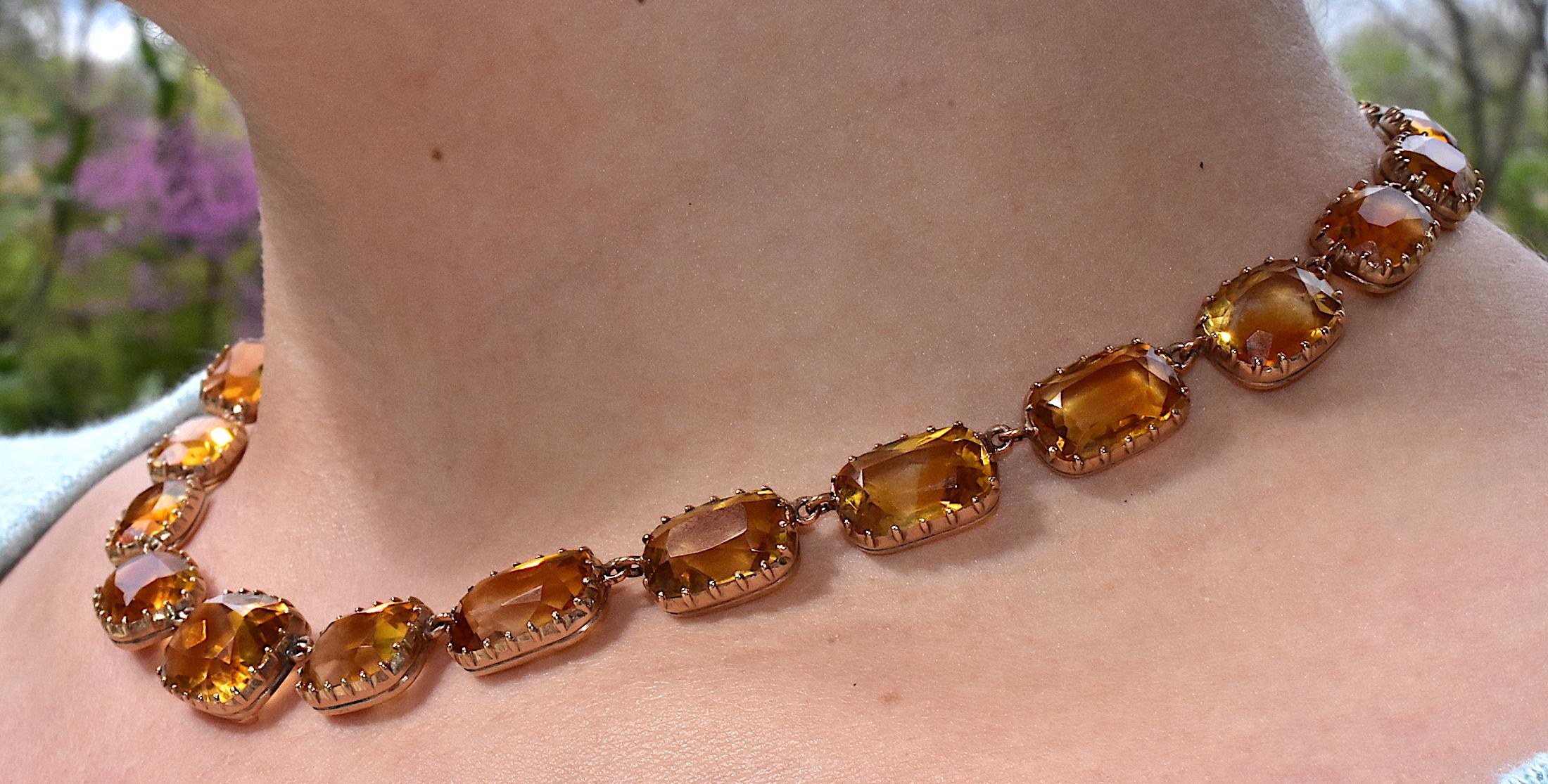 Antique Georgian 18 Karat and Citrine Riviere and Earrings Demi-Parure 8