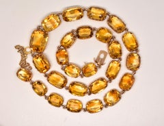 Antique Georgian 18 Karat and Citrine Riviere and Earrings Demi-Parure