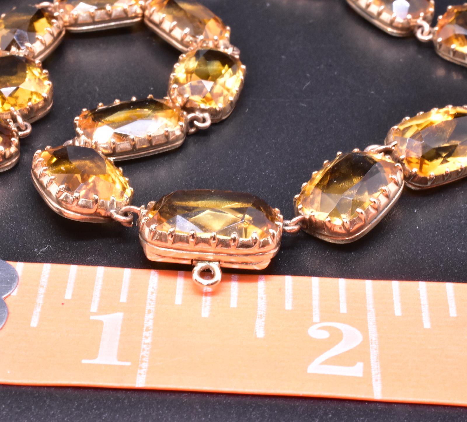 Women's Antique Georgian 18 Karat and Citrine Riviere and Earrings Demi-Parure