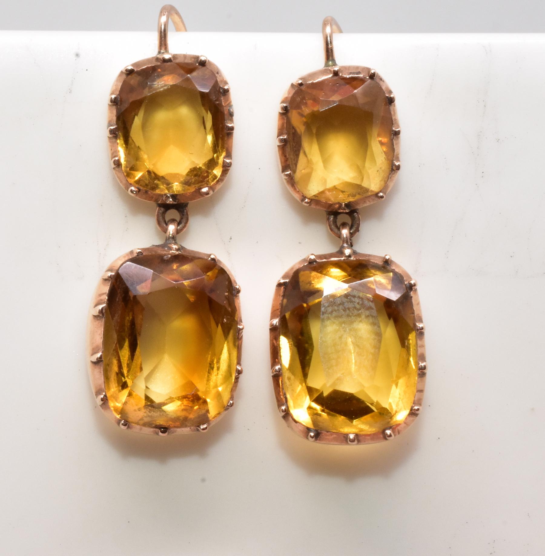 Antique Georgian 18 Karat and Citrine Riviere and Earrings Demi-Parure 2