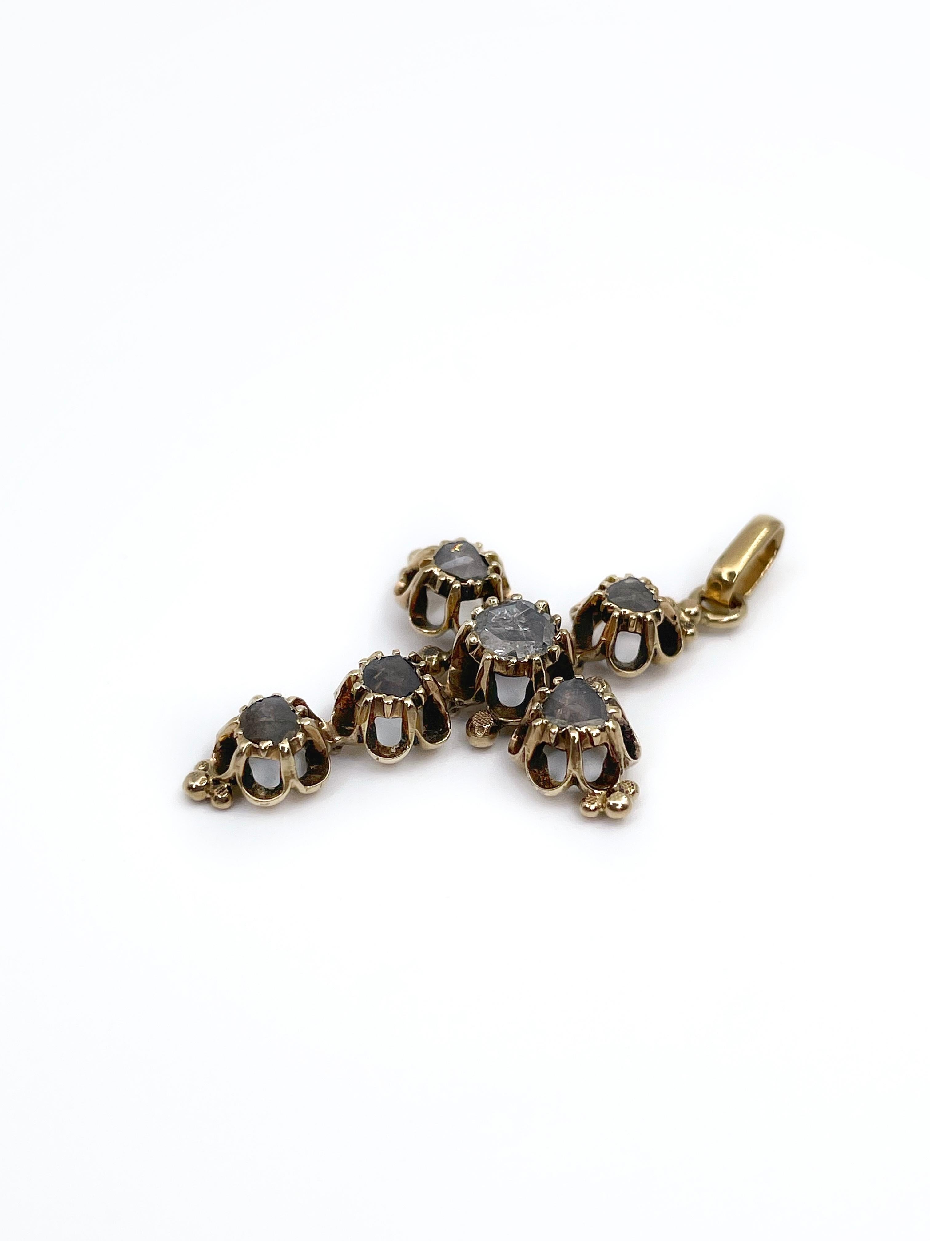Antique Georgian 18K Gold Rose Cut Diamond Cross Pendant at 1stDibs