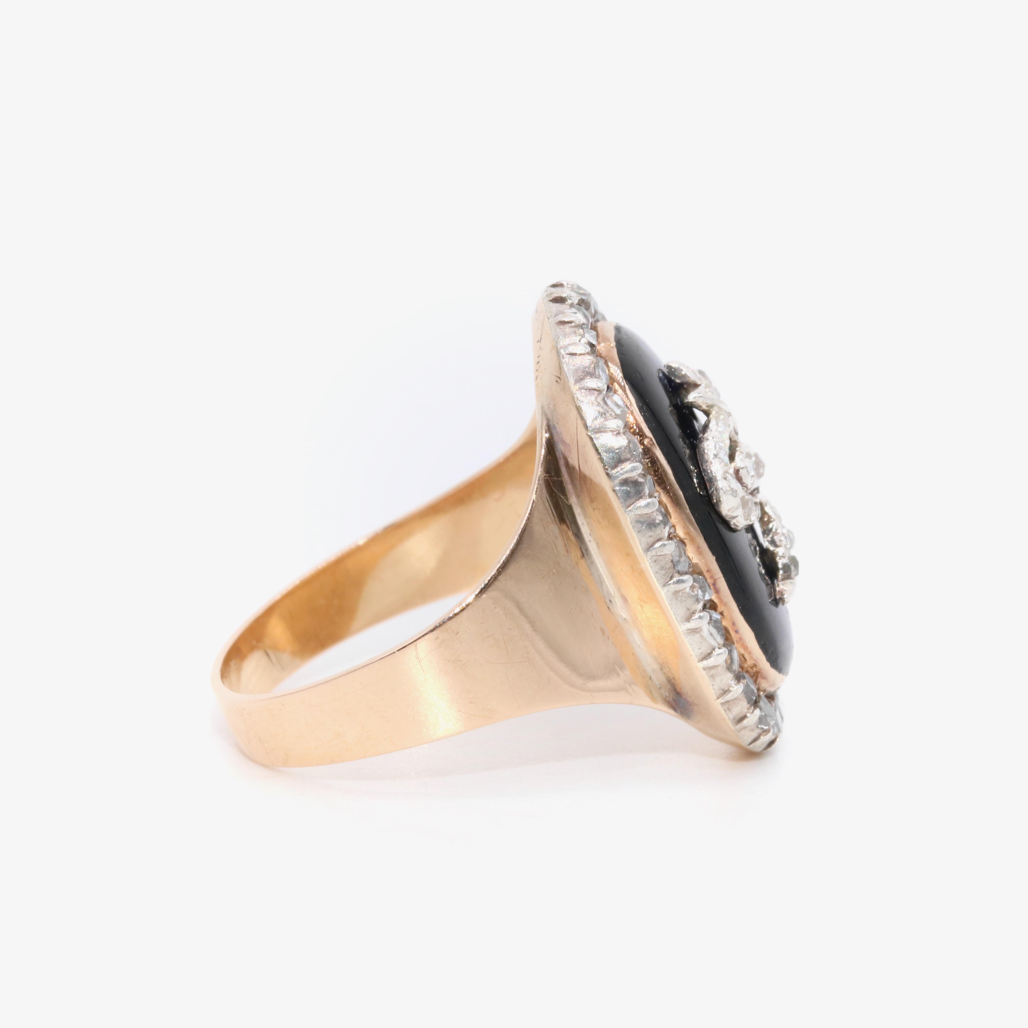 Antique Georgian 18K Gold & Silver Diamond & Blue Glass Scorpio Firmament Ring For Sale 1