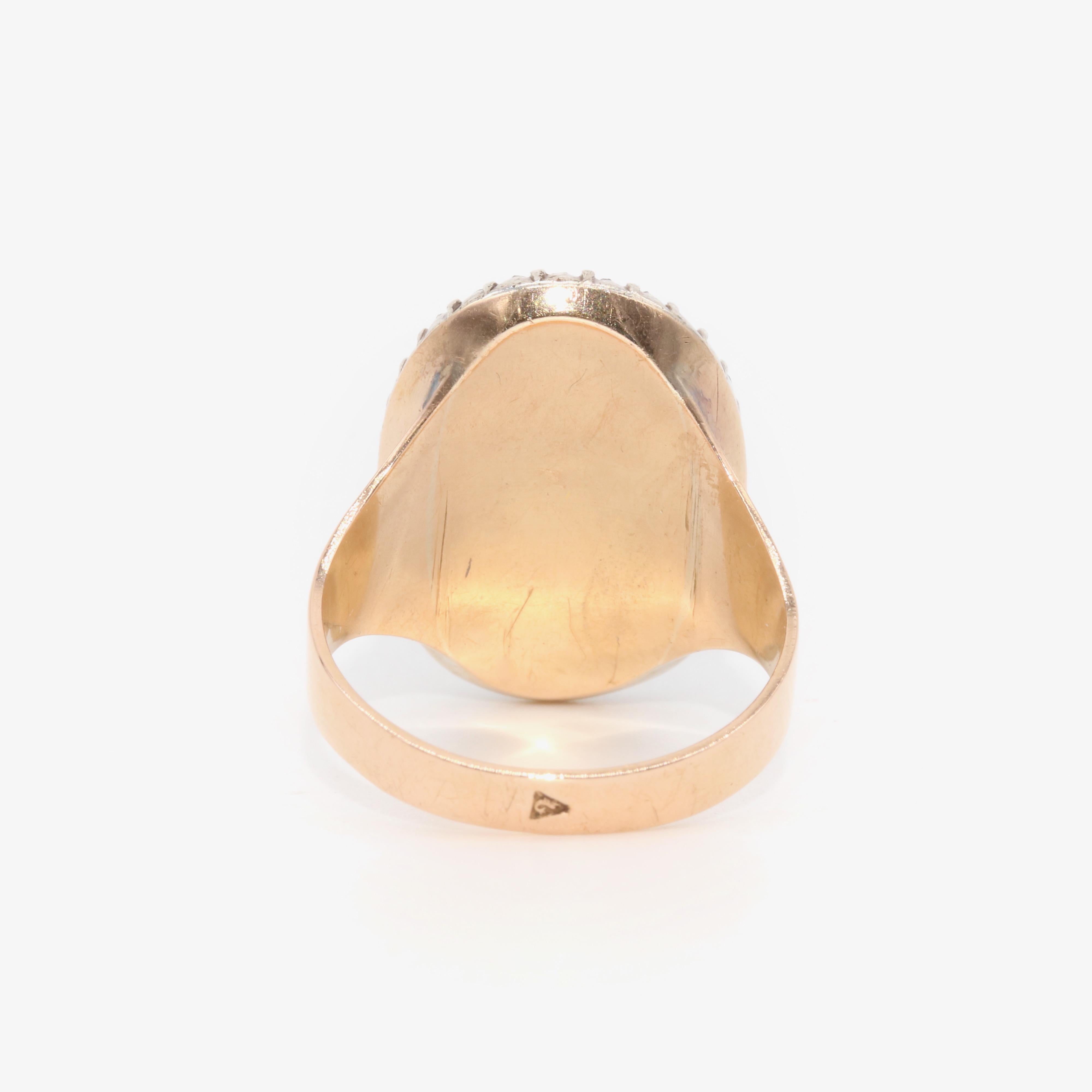 Antiguo anillo georgiano de oro y plata de 18 quilates con diamantes y cristal azul del Firmamento de Escorpio en venta 1