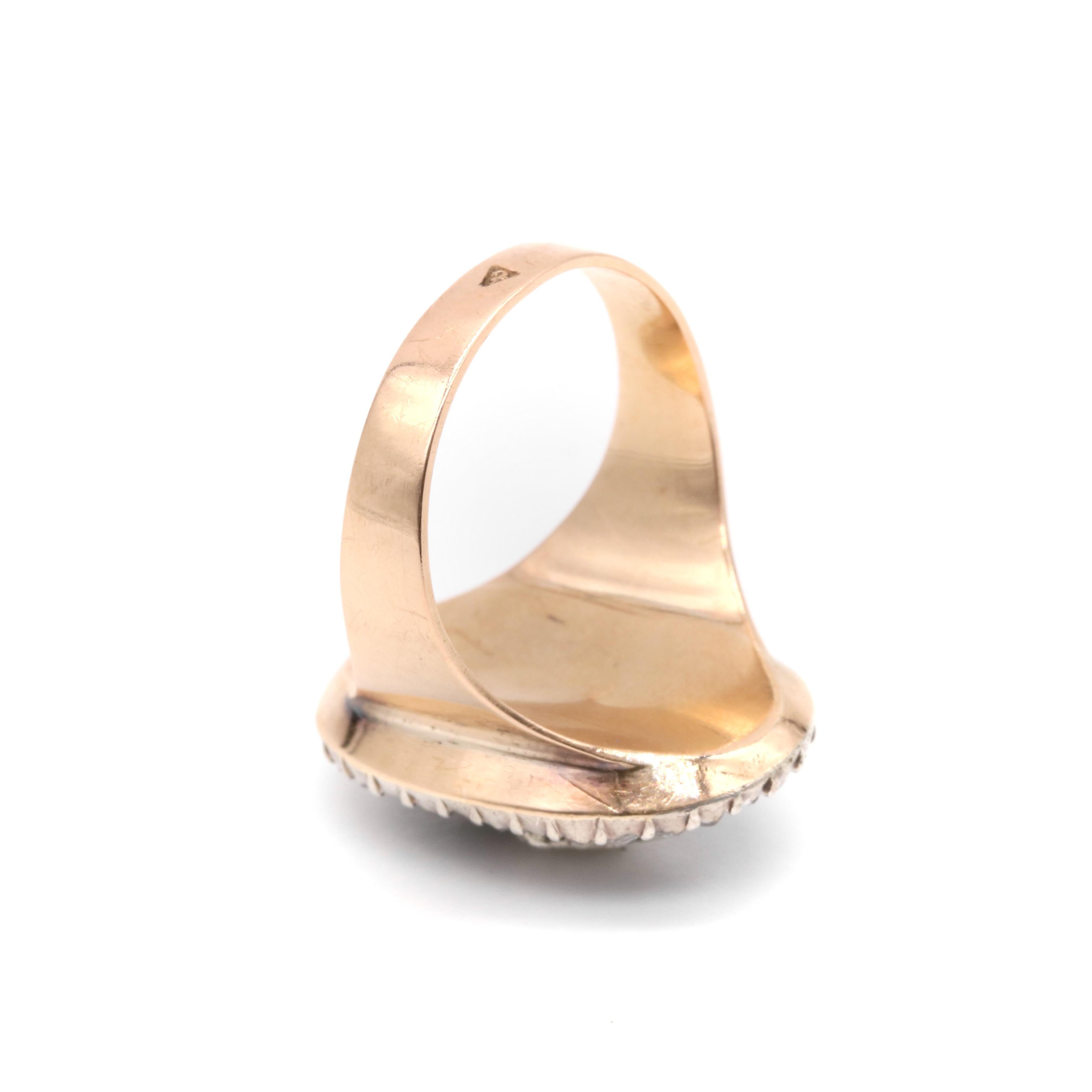 Antiguo anillo georgiano de oro y plata de 18 quilates con diamantes y cristal azul del Firmamento de Escorpio en venta 3