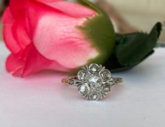 Antique Georgian 18K Gold & Silver Handmade Natural Rose-Cut Diamond Ring
