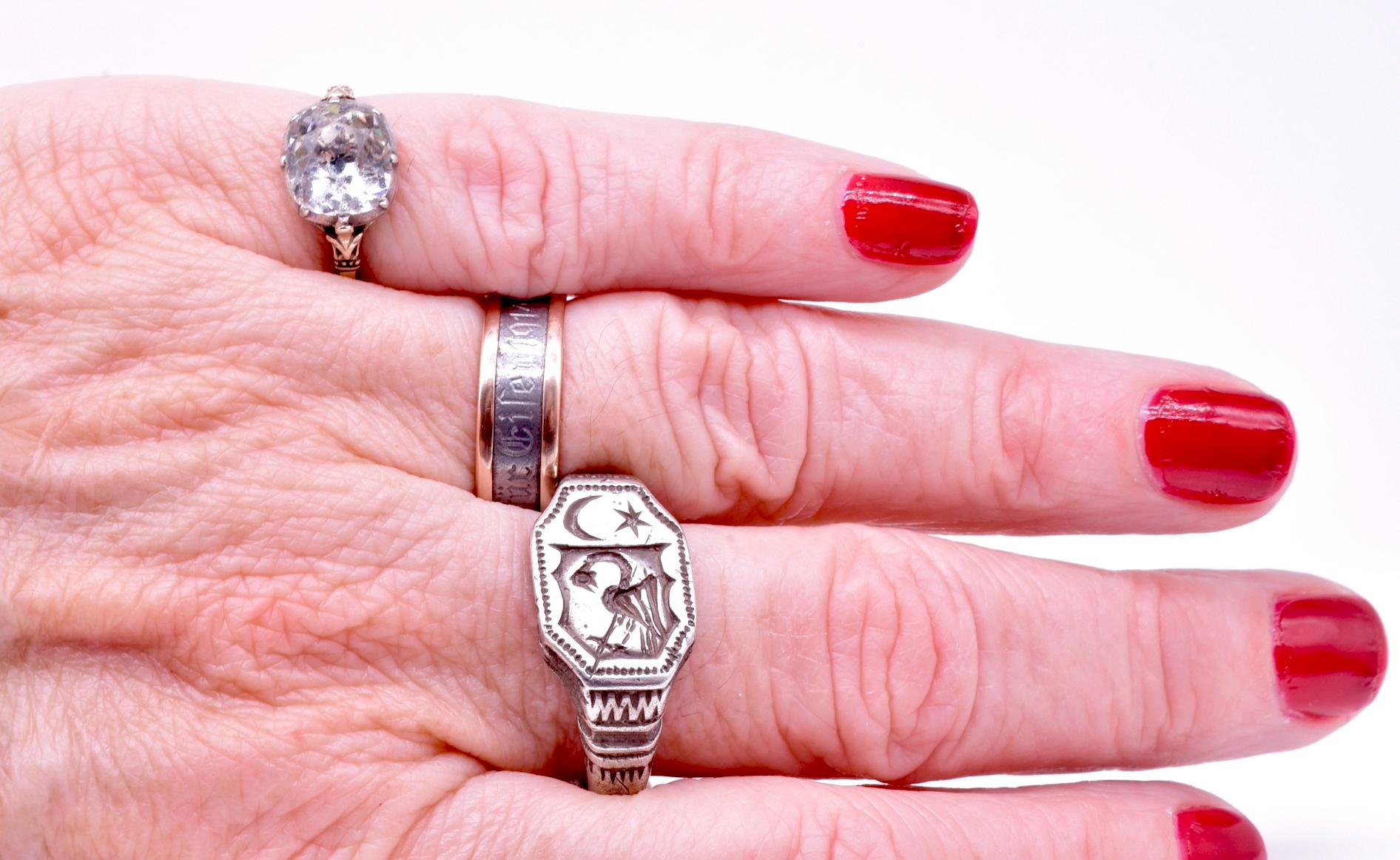 Antiker georgianischer 18 Karat Pastell Solitär-Korb-Set Ring 5