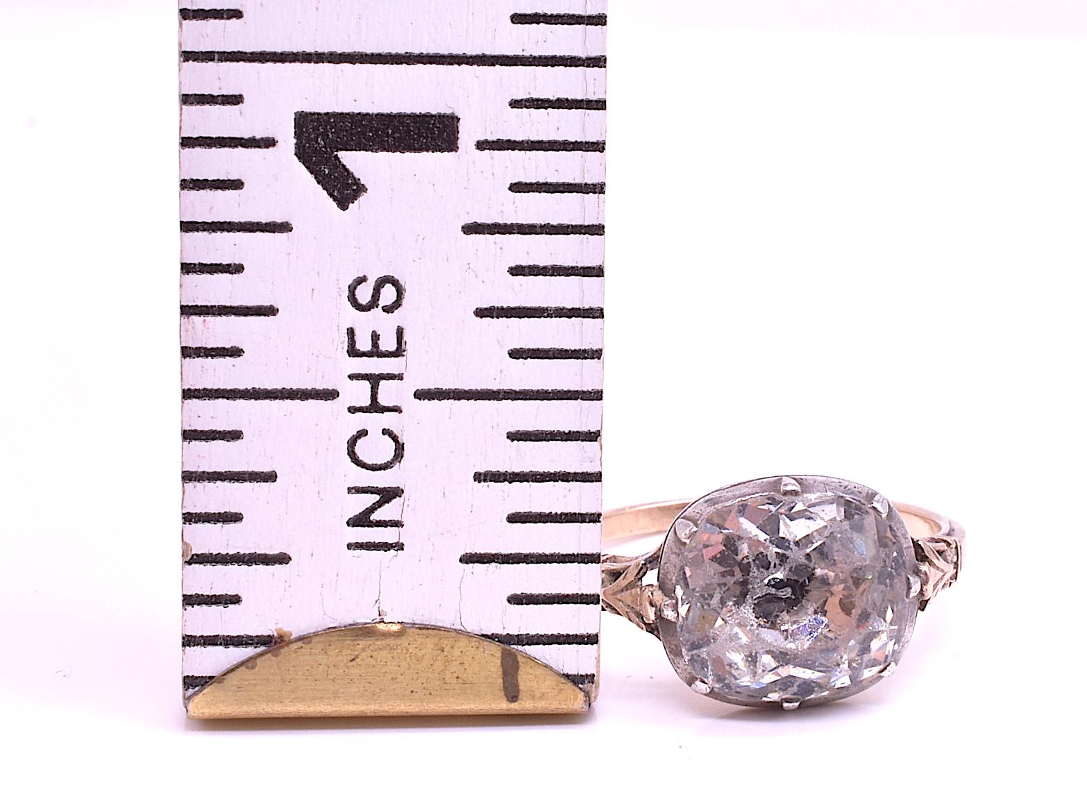 Antiker georgianischer 18 Karat Pastell Solitär-Korb-Set Ring 1
