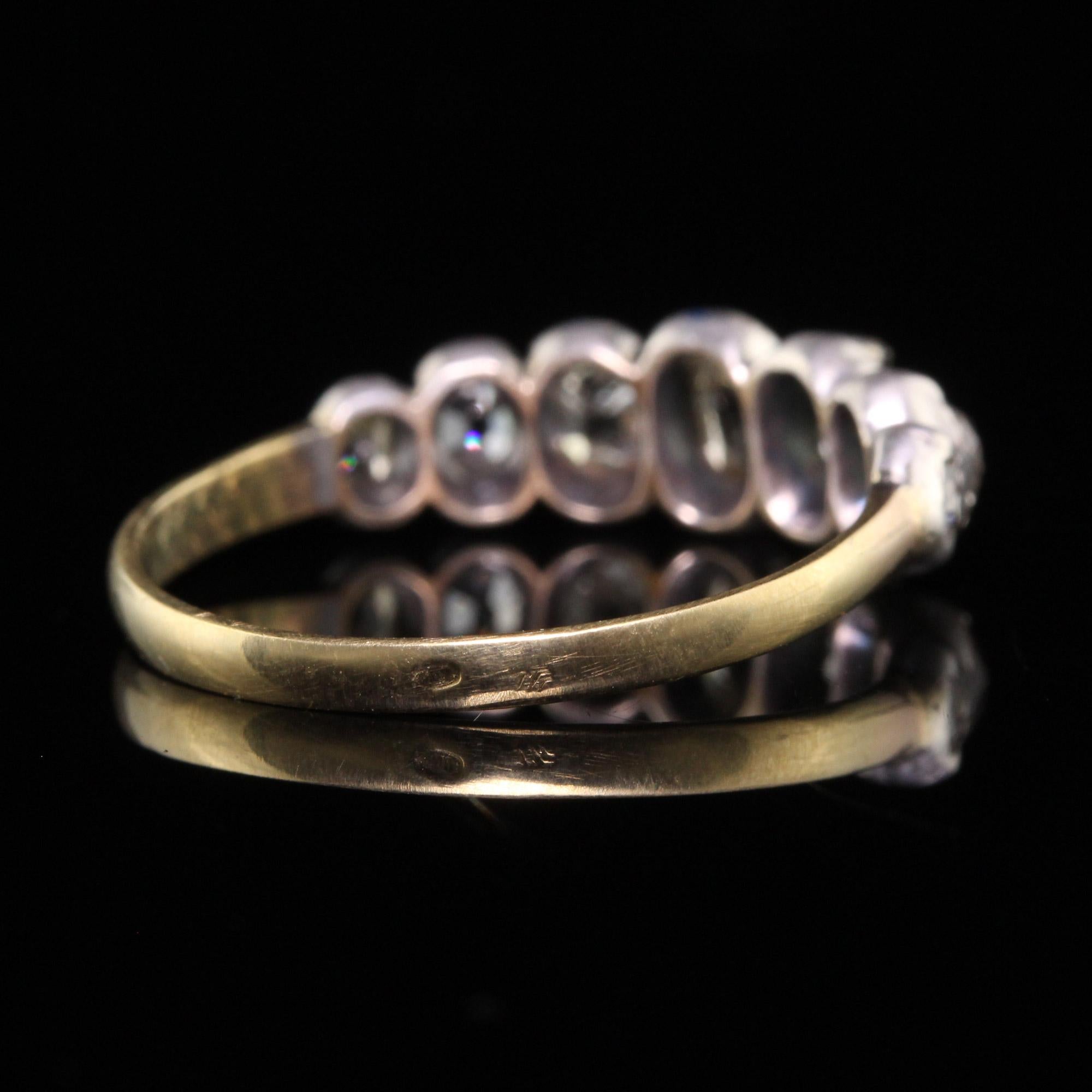 Antique Georgian 18k Yellow Gold and Silver Old Cut Diamond Band In Good Condition For Sale In Great Neck, NY