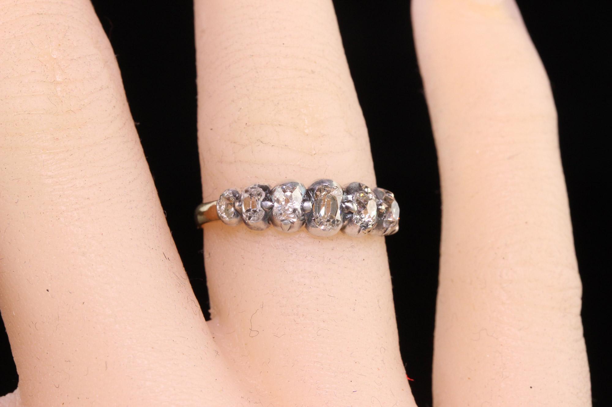 Antique Georgian 18k Yellow Gold and Silver Old Cut Diamond Band For Sale 1