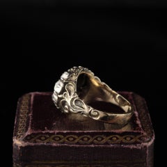 Antique Georgian 18 Karat Yellow Gold and Silver Top Rose Cut Diamond Ring