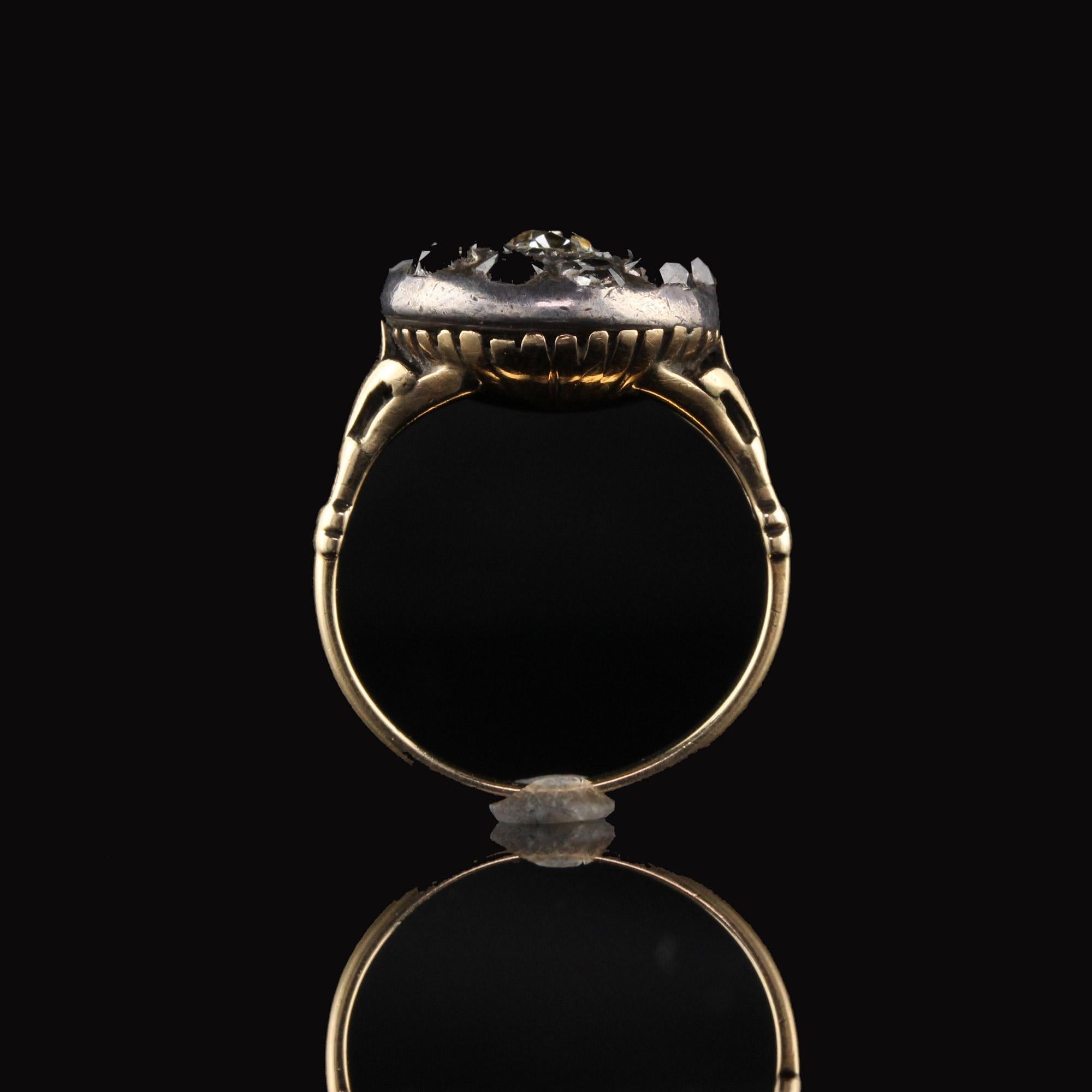Antique Georgian 18 Karat Yellow Gold and Silver Top Rose Cut Diamond Ring 1