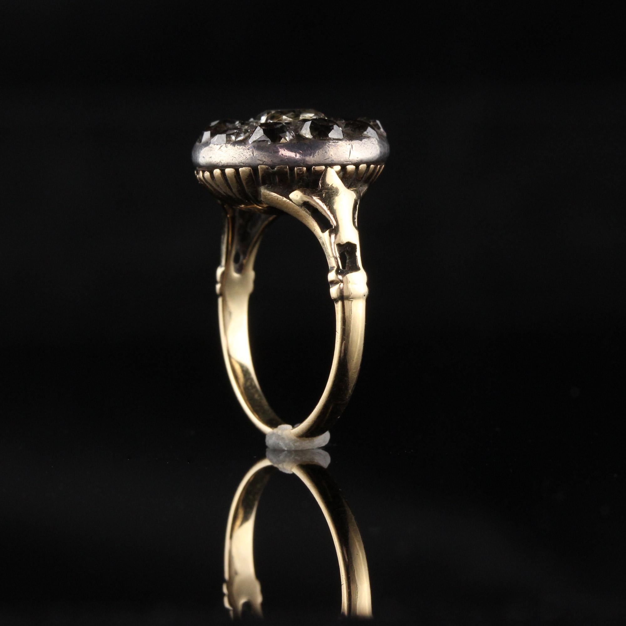 Antique Georgian 18 Karat Yellow Gold and Silver Top Rose Cut Diamond Ring 2