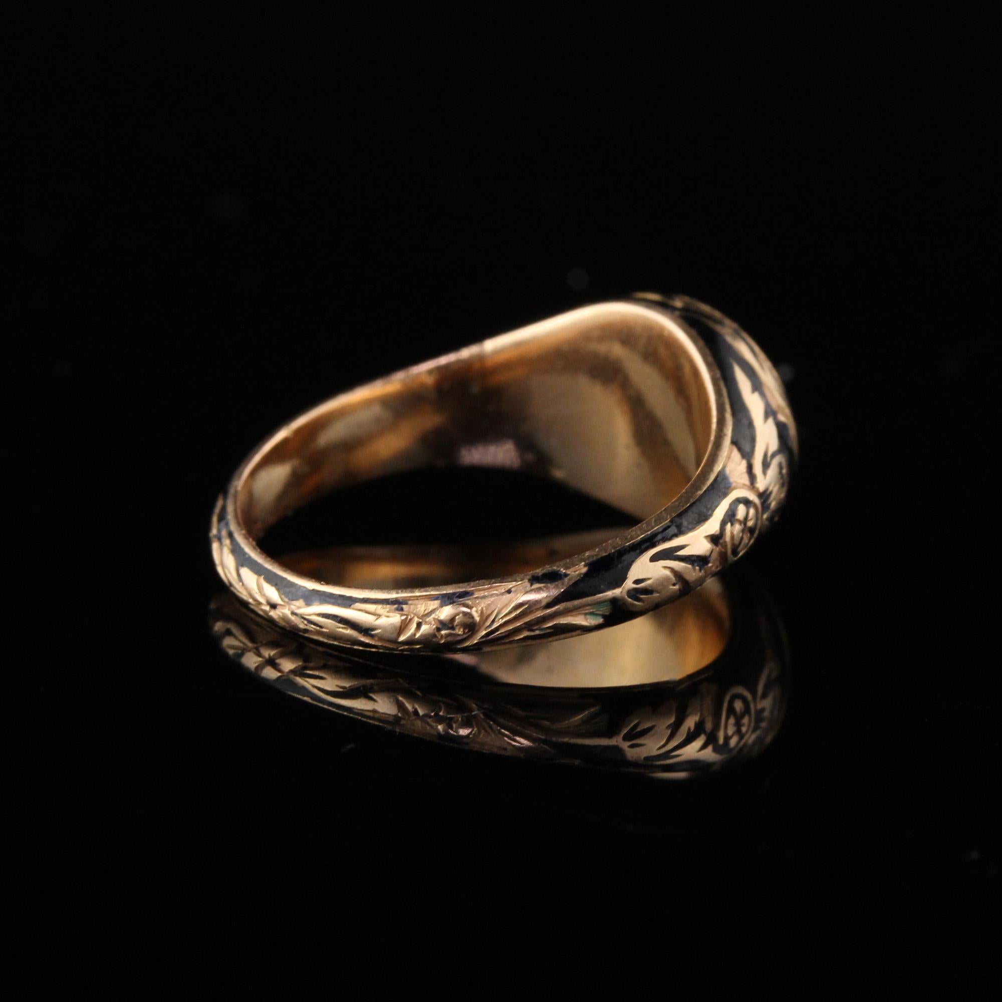 Women's or Men's Antique Georgian 18 Karat Yellow Gold Opal and Black Enamel Signet Ring