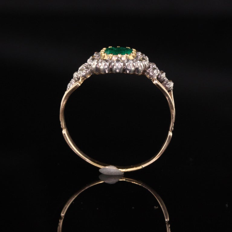 Antique Georgian 18 Karat Yellow Gold Rose Cut Diamond and Emerald Ring ...