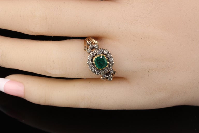 Antique Georgian 18 Karat Yellow Gold Rose Cut Diamond and Emerald Ring ...