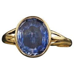Antique Georgian 18K Yellow Gold Rose Cut Sapphire Low Profile Engagement Ring
