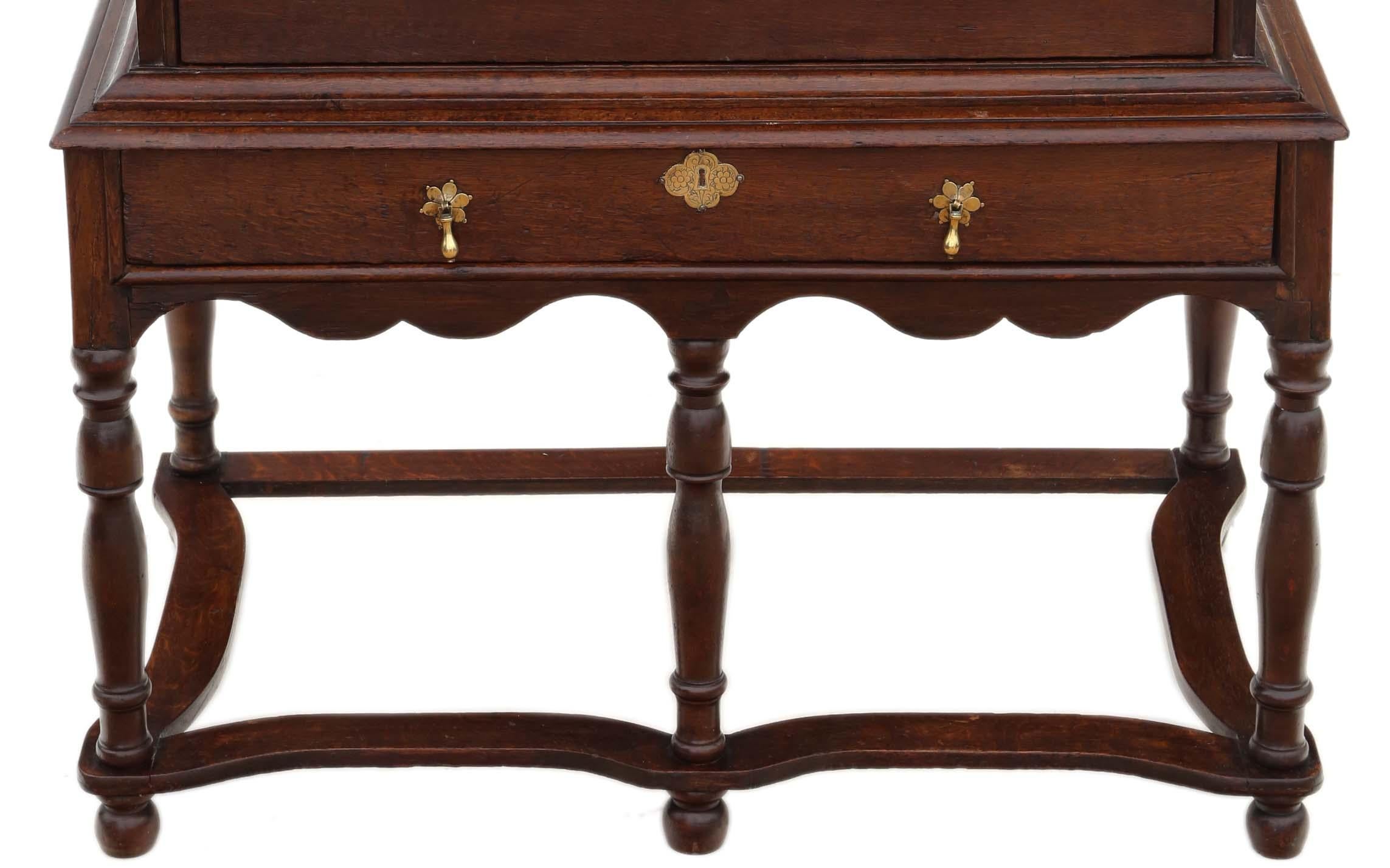 Antique Georgian 18th Century and Later Oak Chest of Drawers on Stand 1